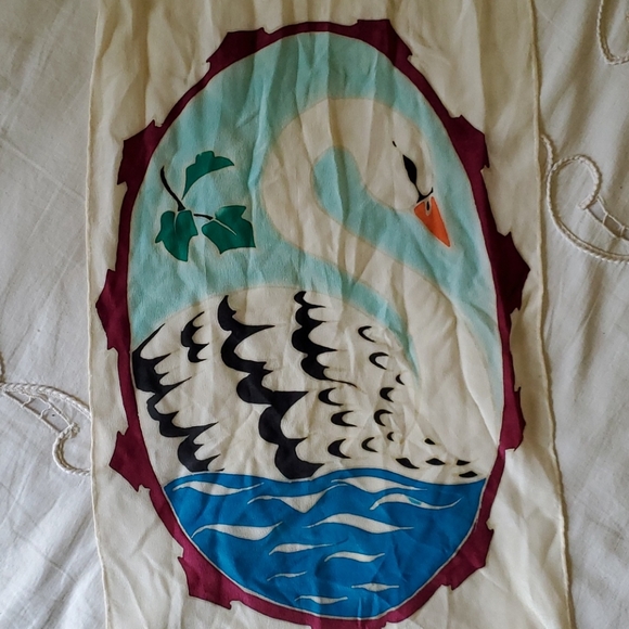 Vintage Dueling Swan Silk Scarf - Picture 2 of 5